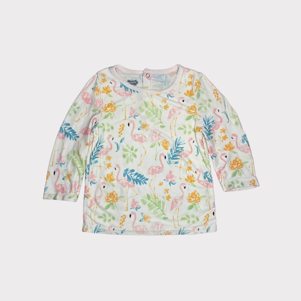 Mud Pie Flamingo Leaf Pattern Swim Top